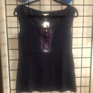 55% Linen 45% Cotton sweater, Navy